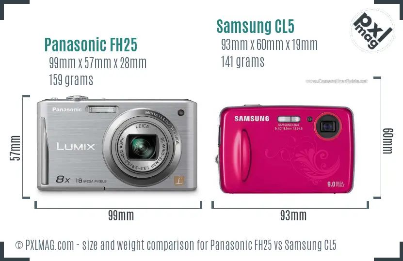 Panasonic FH25 vs Samsung CL5 size comparison Panasonic FH25 vs Samsung CL5 size comparison