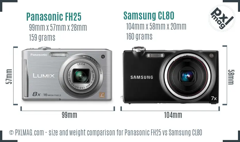 Panasonic FH25 vs Samsung CL80 size comparison