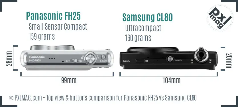Panasonic FH25 vs Samsung CL80 top view buttons comparison