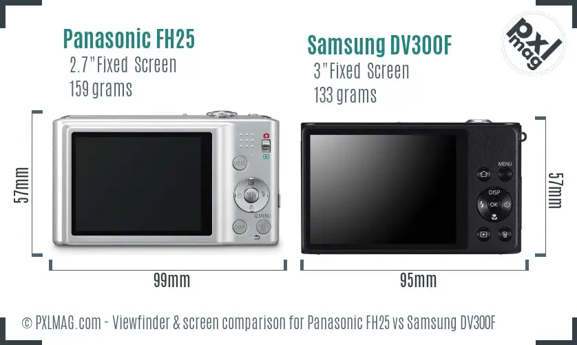 Panasonic FH25 vs Samsung DV300F Screen and Viewfinder comparison Panasonic FH25 vs Samsung DV300F Screen and Viewfinder comparison