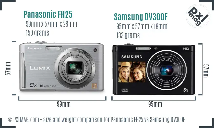 Panasonic FH25 vs Samsung DV300F size comparison Panasonic FH25 vs Samsung DV300F size comparison