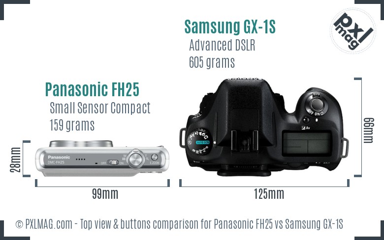 Panasonic FH25 vs Samsung GX-1S top view buttons comparison