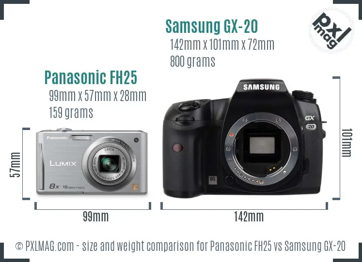 Panasonic FH25 vs Samsung GX-20 size comparison Panasonic FH25 vs Samsung GX-20 size comparison