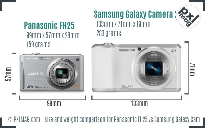 Panasonic FH25 vs Samsung Galaxy Camera 2 size comparison