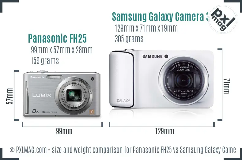 Panasonic FH25 vs Samsung Galaxy Camera 3G size comparison Panasonic FH25 vs Samsung Galaxy Camera 3G size comparison