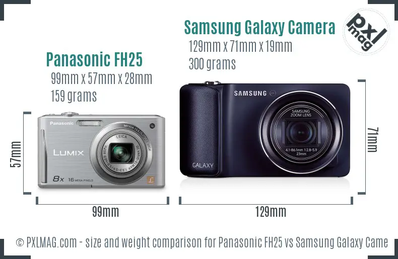 Panasonic FH25 vs Samsung Galaxy Camera size comparison