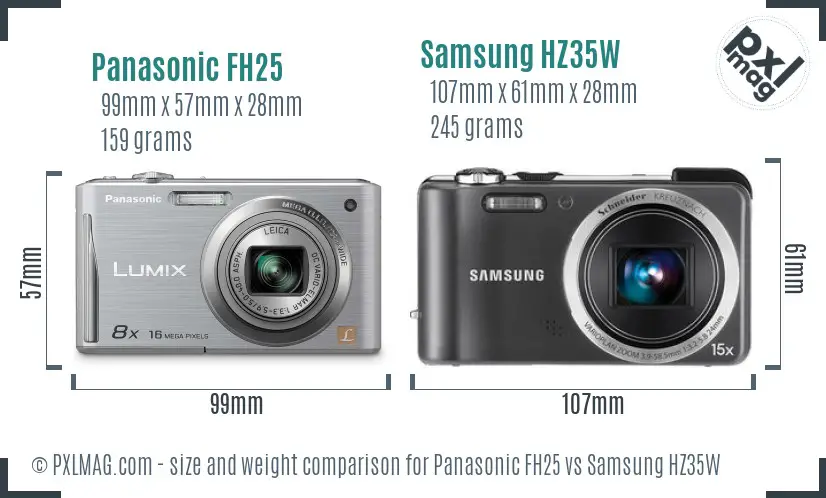 Panasonic FH25 vs Samsung HZ35W size comparison