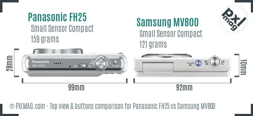Panasonic FH25 vs Samsung MV800 top view buttons comparison