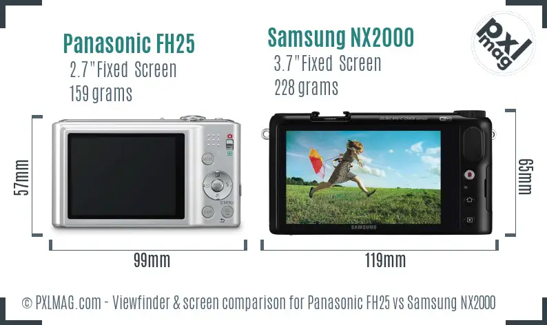 Panasonic FH25 vs Samsung NX2000 Screen and Viewfinder comparison Panasonic FH25 vs Samsung NX2000 Screen and Viewfinder comparison