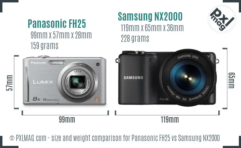 Panasonic FH25 vs Samsung NX2000 size comparison Panasonic FH25 vs Samsung NX2000 size comparison