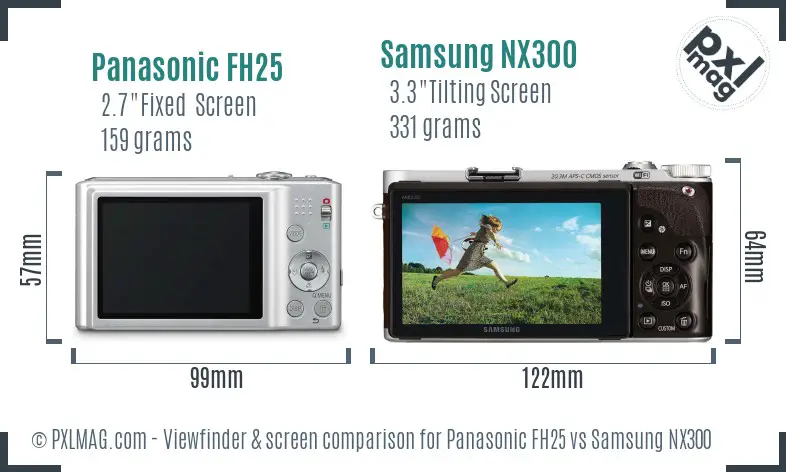 Panasonic FH25 vs Samsung NX300 Screen and Viewfinder comparison