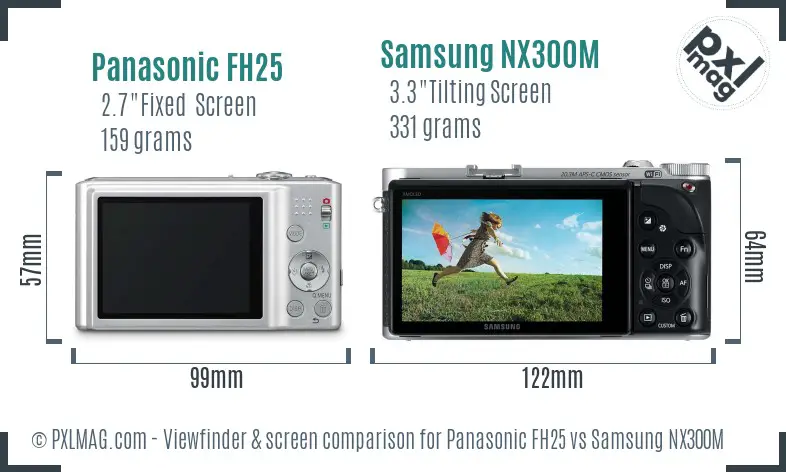 Panasonic FH25 vs Samsung NX300M Screen and Viewfinder comparison