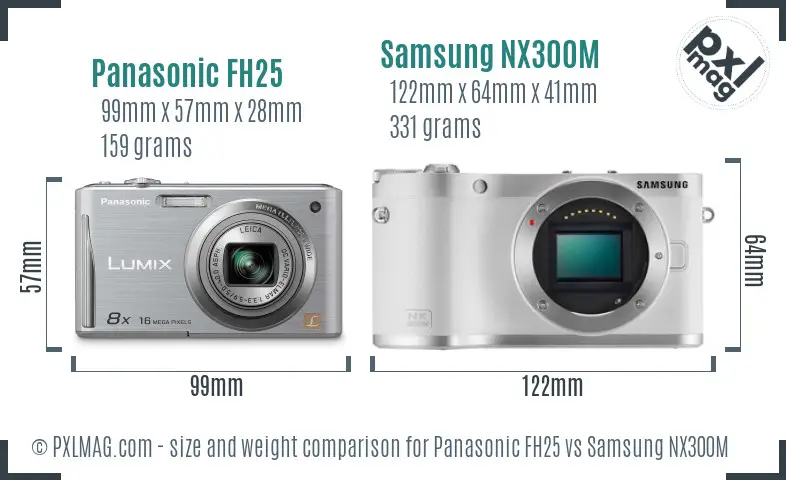 Panasonic FH25 vs Samsung NX300M size comparison