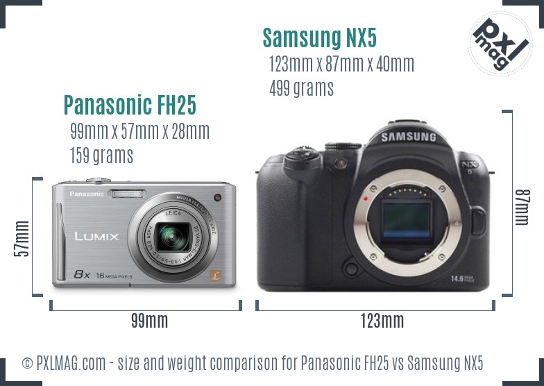 Panasonic FH25 vs Samsung NX5 size comparison Panasonic FH25 vs Samsung NX5 size comparison