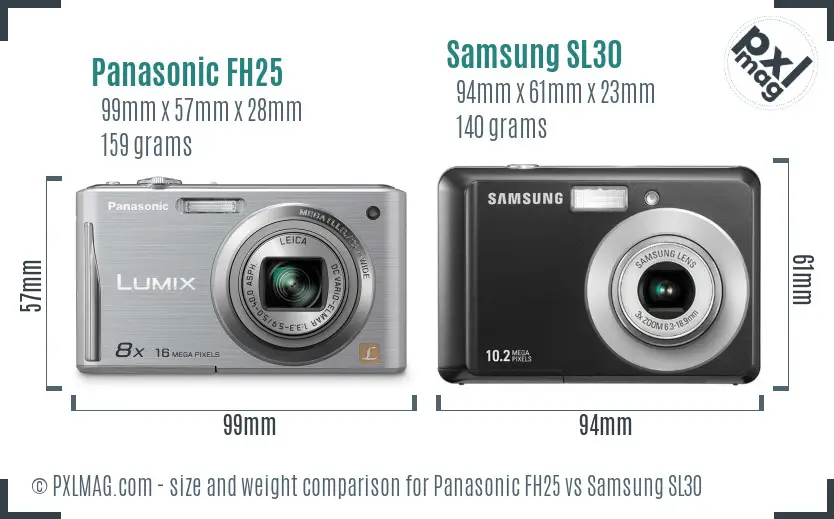 Panasonic FH25 vs Samsung SL30 size comparison