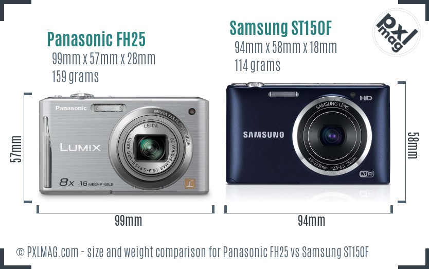 Panasonic FH25 vs Samsung ST150F size comparison