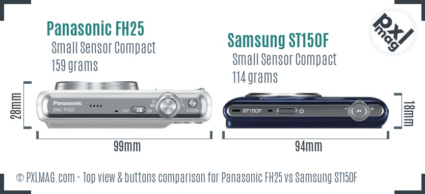 Panasonic FH25 vs Samsung ST150F top view buttons comparison