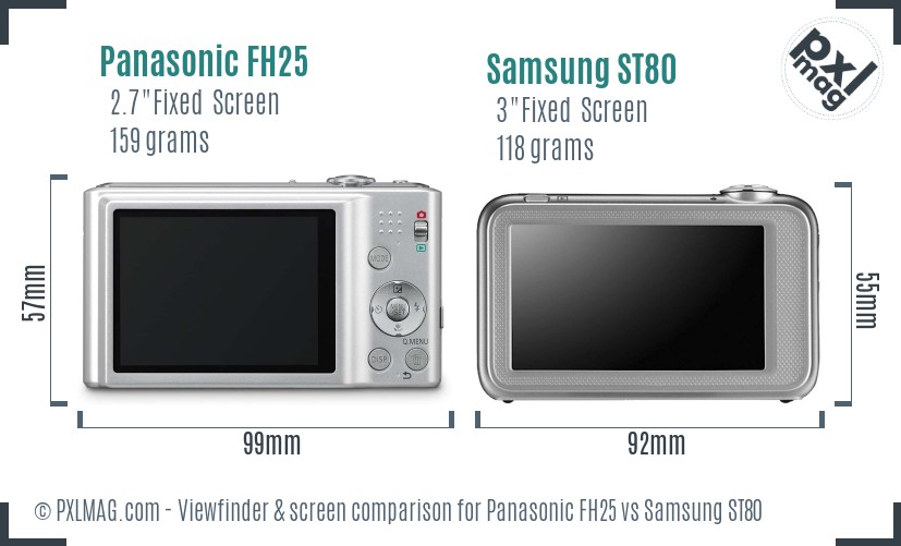 Panasonic FH25 vs Samsung ST80 Screen and Viewfinder comparison