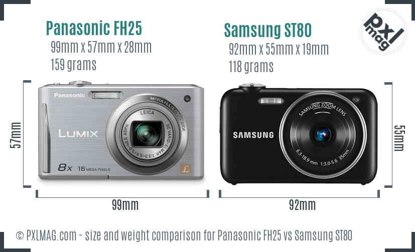 Panasonic FH25 vs Samsung ST80 size comparison