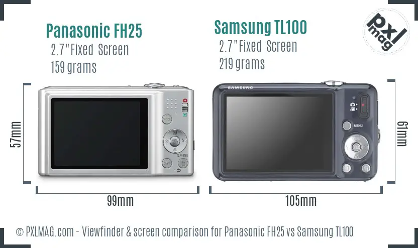 Panasonic FH25 vs Samsung TL100 Screen and Viewfinder comparison