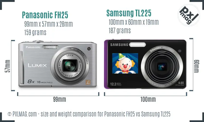 Panasonic FH25 vs Samsung TL225 size comparison