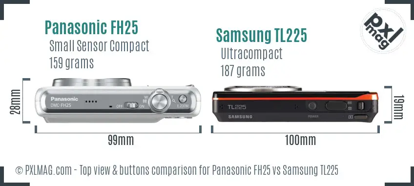 Panasonic FH25 vs Samsung TL225 top view buttons comparison