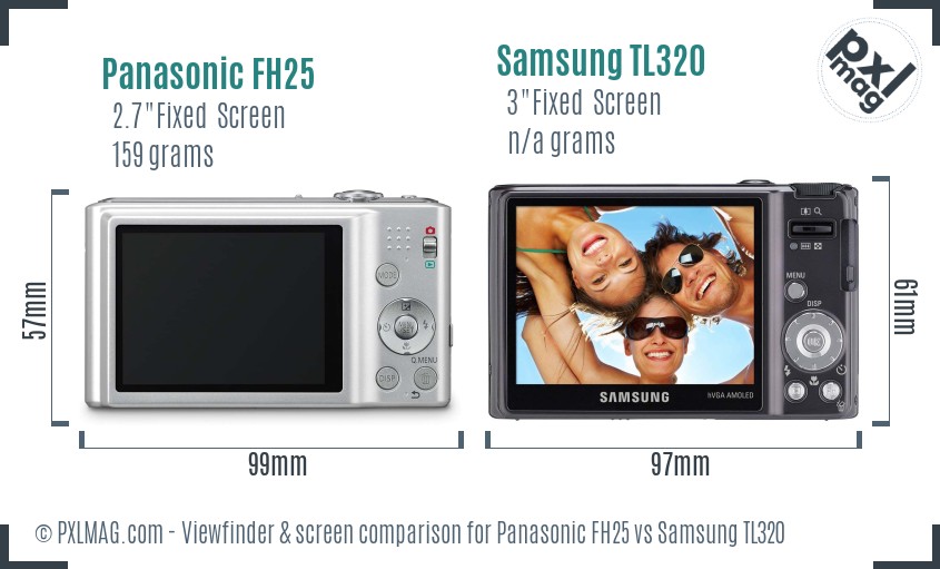 Panasonic FH25 vs Samsung TL320 Screen and Viewfinder comparison