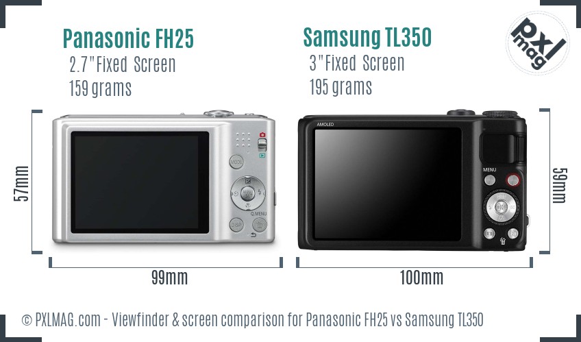 Panasonic FH25 vs Samsung TL350 Screen and Viewfinder comparison