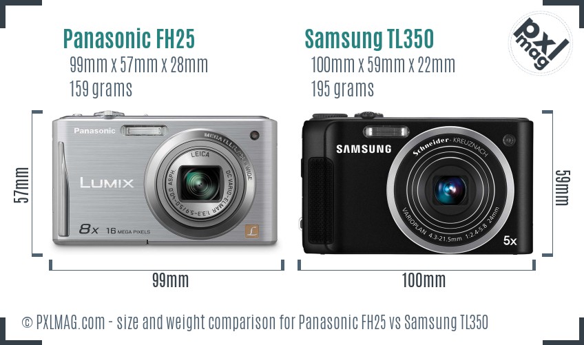 Panasonic FH25 vs Samsung TL350 size comparison Panasonic FH25 vs Samsung TL350 size comparison