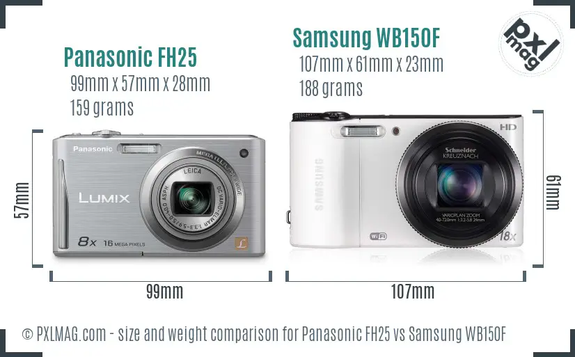 Panasonic FH25 vs Samsung WB150F size comparison Panasonic FH25 vs Samsung WB150F size comparison