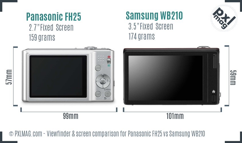 Panasonic FH25 vs Samsung WB210 Screen and Viewfinder comparison