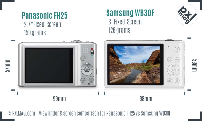 Panasonic FH25 vs Samsung WB30F Screen and Viewfinder comparison