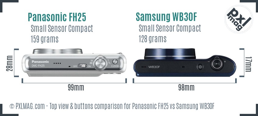 Panasonic FH25 vs Samsung WB30F top view buttons comparison