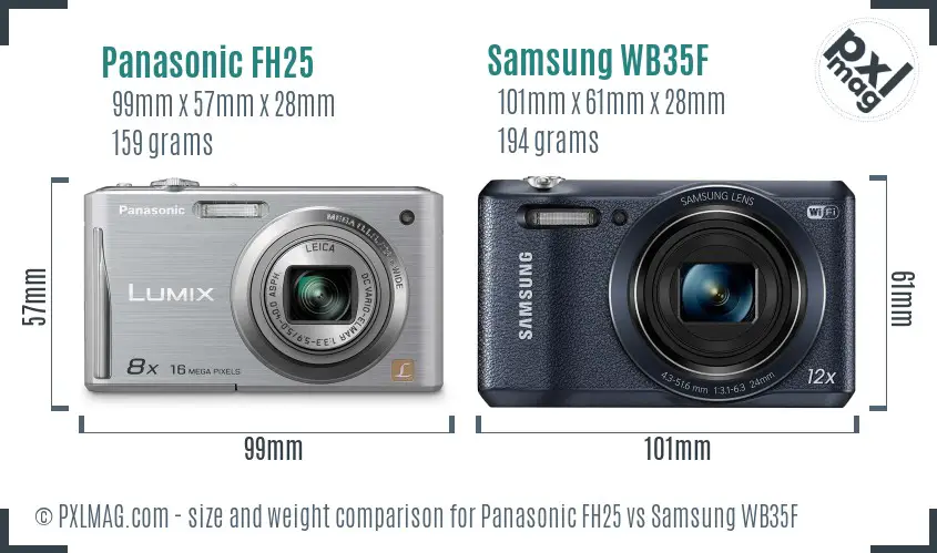 Panasonic FH25 vs Samsung WB35F size comparison Panasonic FH25 vs Samsung WB35F size comparison