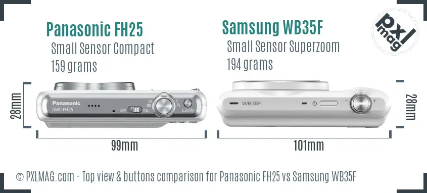 Panasonic FH25 vs Samsung WB35F top view buttons comparison Panasonic FH25 vs Samsung WB35F top view buttons comparison