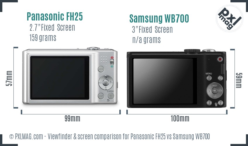 Panasonic FH25 vs Samsung WB700 Screen and Viewfinder comparison