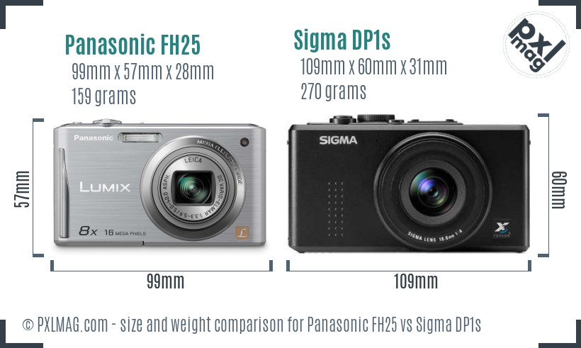 Panasonic FH25 vs Sigma DP1s size comparison
