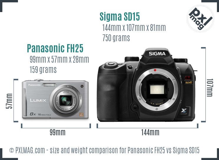 Panasonic FH25 vs Sigma SD15 size comparison
