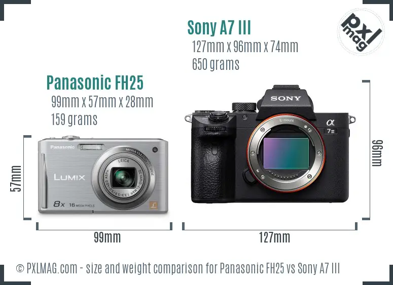 Panasonic FH25 vs Sony A7 III size comparison
