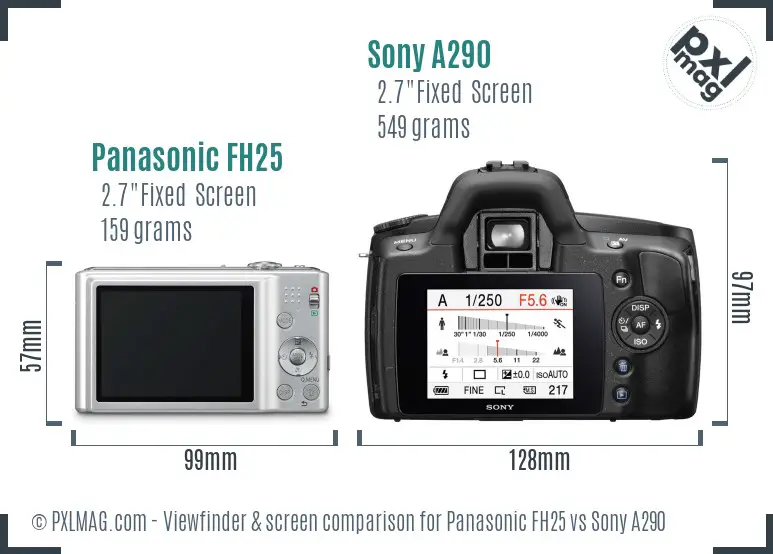 Panasonic FH25 vs Sony A290 Screen and Viewfinder comparison