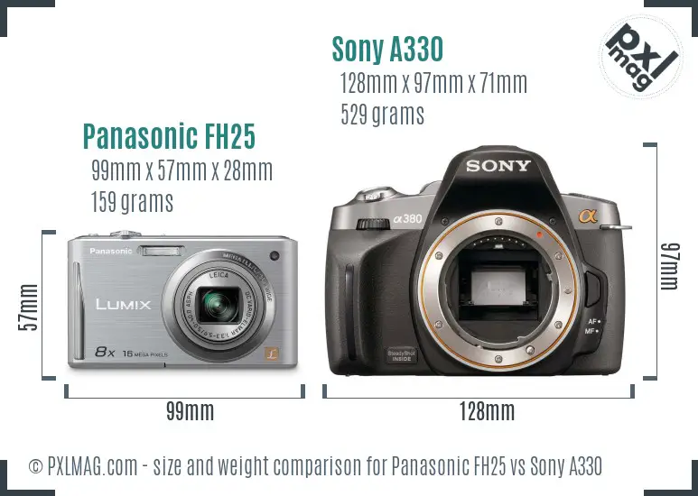 Panasonic FH25 vs Sony A330 size comparison