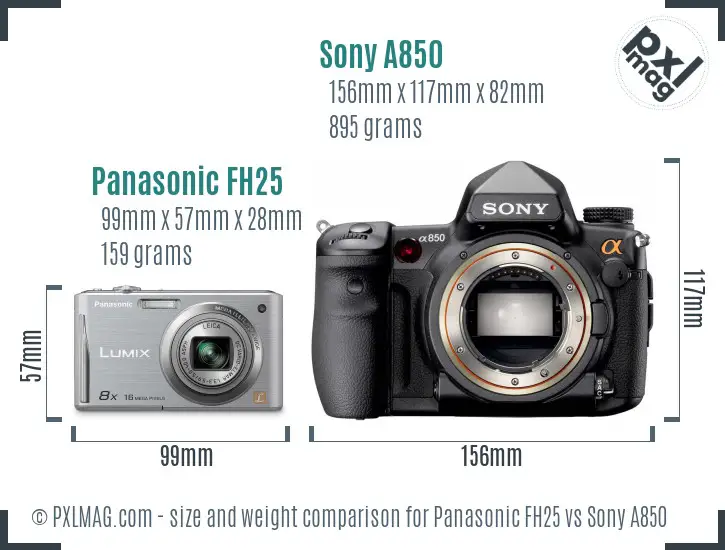 Panasonic FH25 vs Sony A850 size comparison