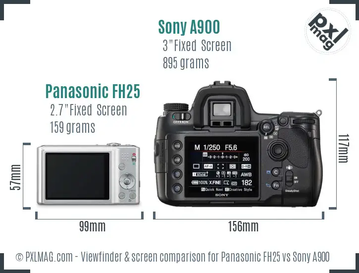 Panasonic FH25 vs Sony A900 Screen and Viewfinder comparison