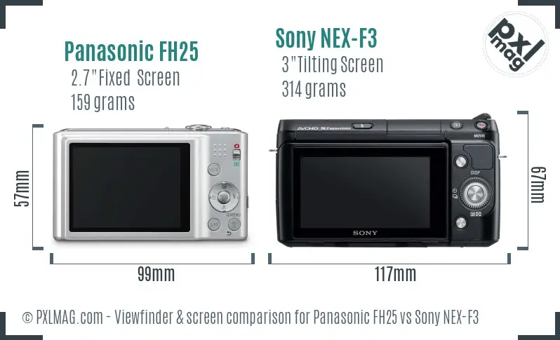 Panasonic FH25 vs Sony NEX-F3 Screen and Viewfinder comparison