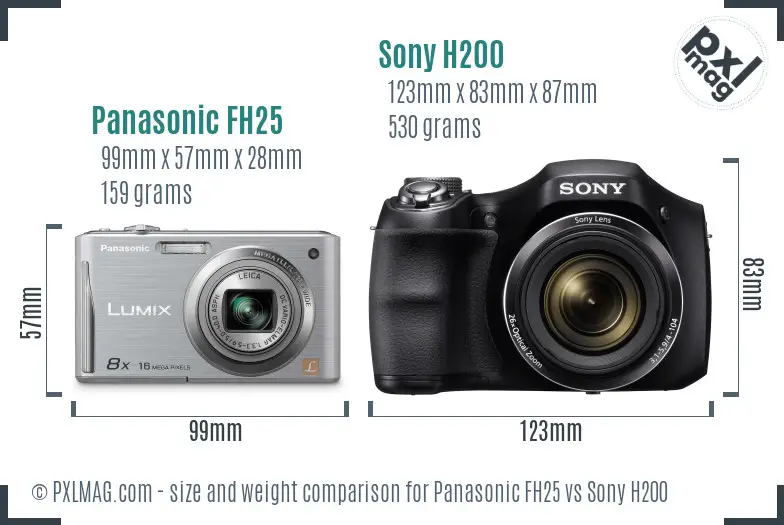 Panasonic FH25 vs Sony H200 size comparison