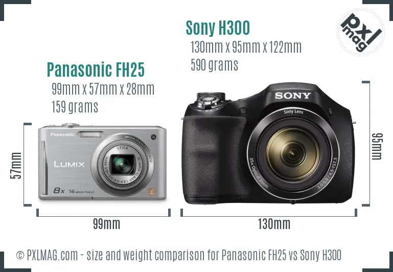 Panasonic FH25 vs Sony H300 size comparison