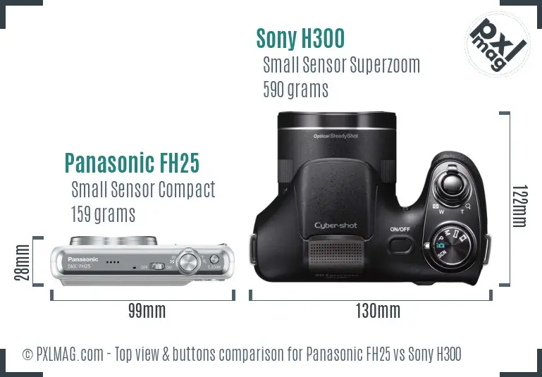 Panasonic FH25 vs Sony H300 top view buttons comparison