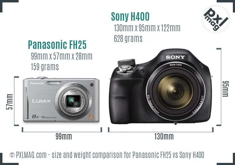 Panasonic FH25 vs Sony H400 size comparison