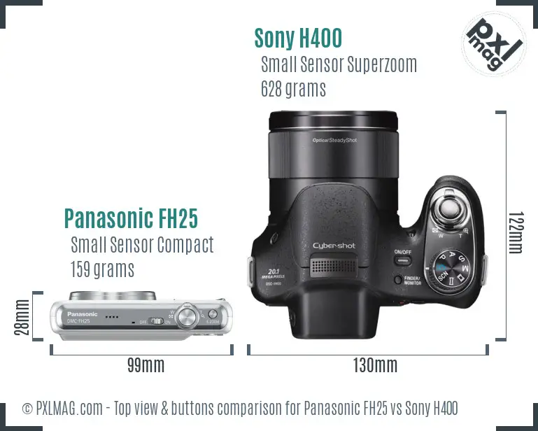 Panasonic FH25 vs Sony H400 top view buttons comparison