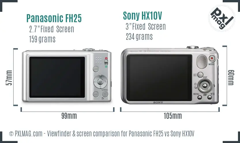 Panasonic FH25 vs Sony HX10V Screen and Viewfinder comparison